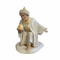 Kneeling Nativity Wise Man Figurine with Gold Accented Gift, Hand-Painted Christmas Decoration for Traditional Nativity Scenes