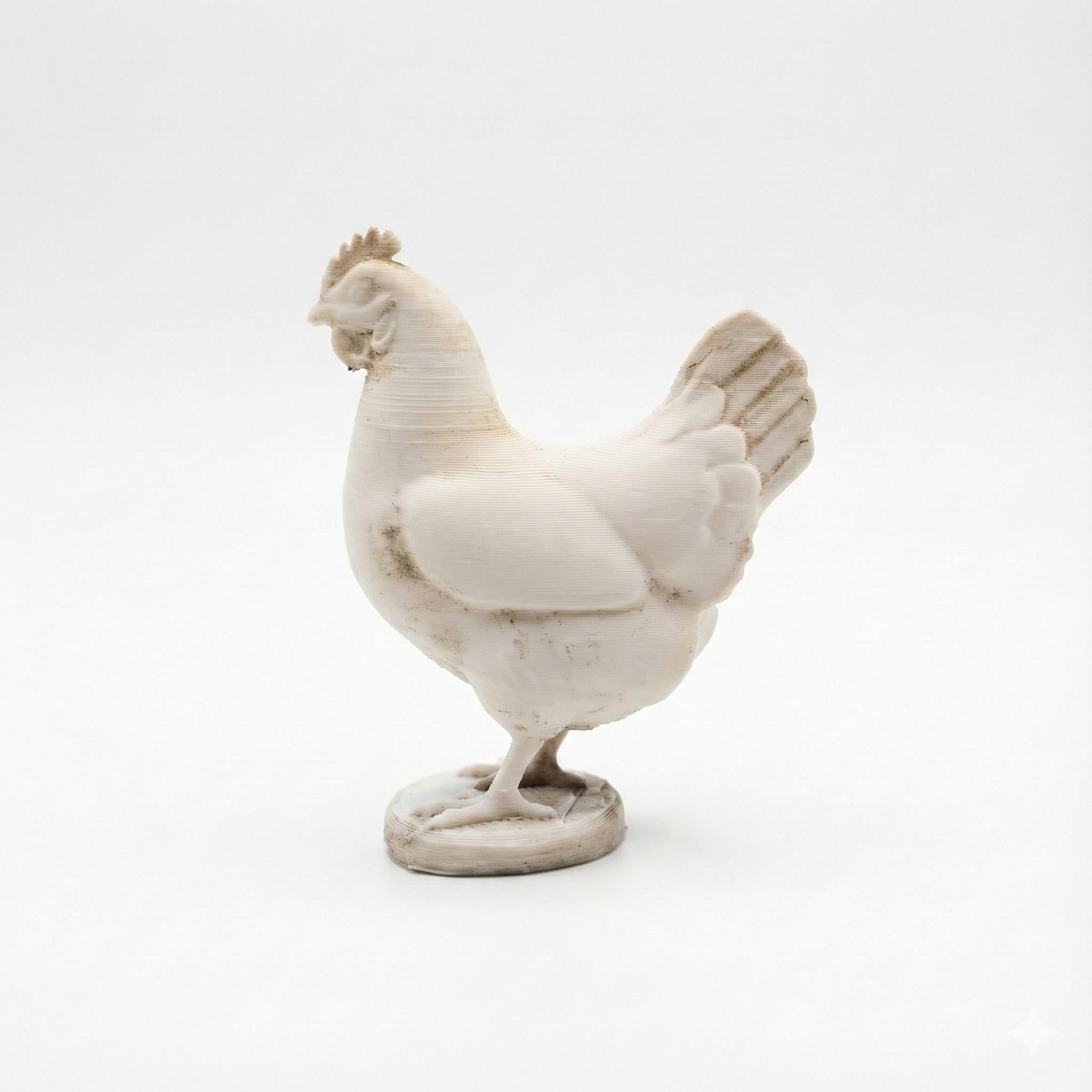 Handcrafted White Hen Nativity Figurine for Christmas Creche Decor Rustic Farm Animal Sculpture Holiday Tabletop Display