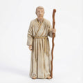 Standing Shepherd Nativity Figurine with Staff Hand Painted Rustic Finish Christmas Creche Figure Traditional Holiday Decor