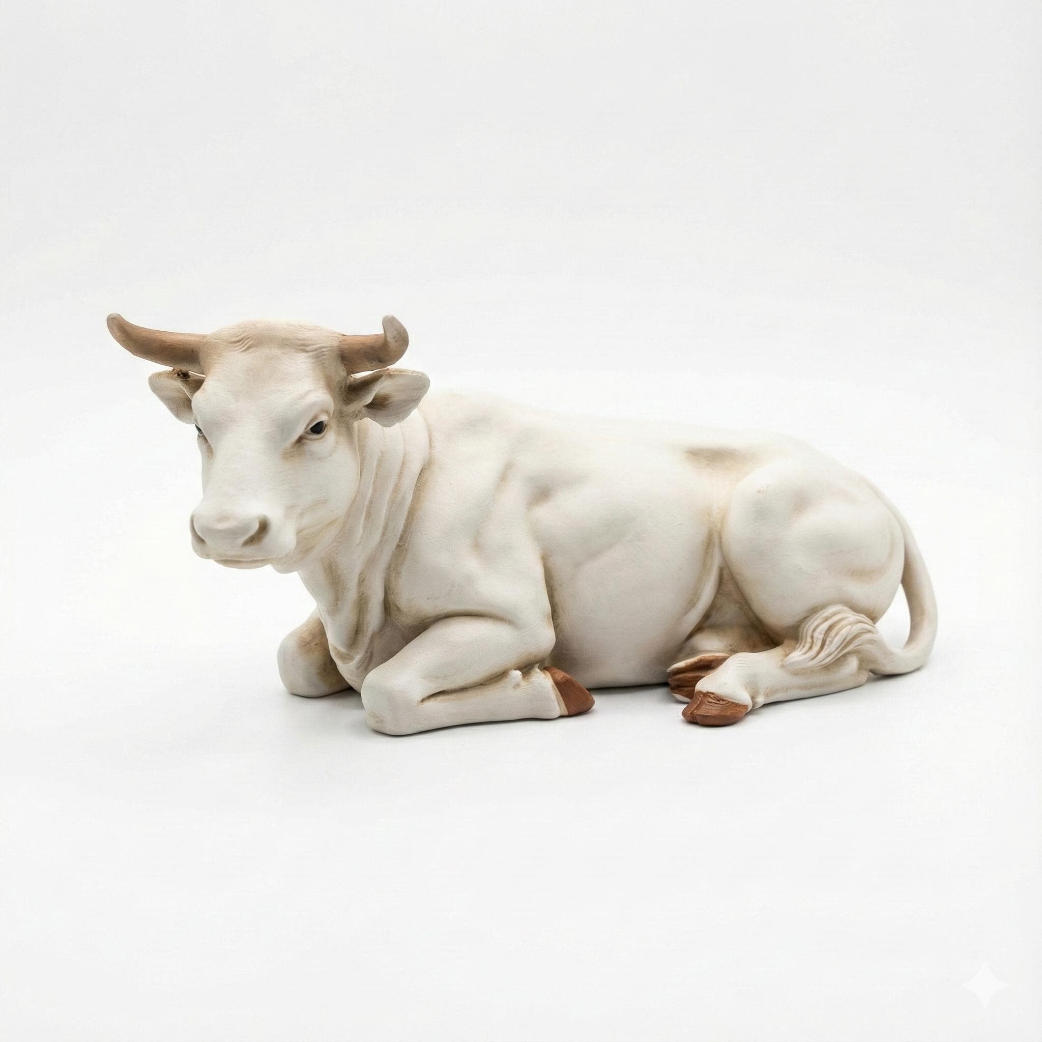 Nativity Bull Figurine Resting Ox Traditional Christmas Creche Animal Farm Decor for Manger Scene Holiday Display