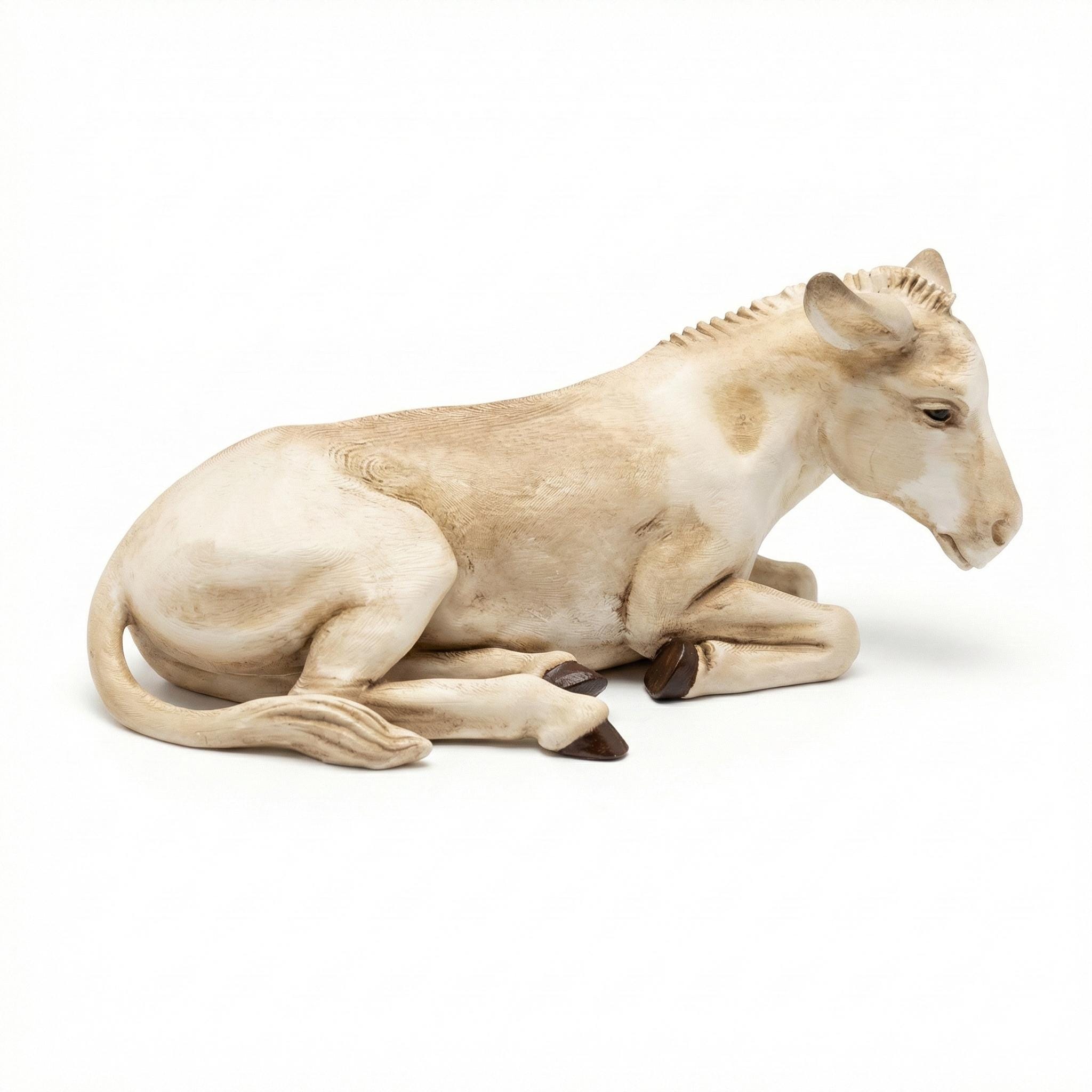Hand-Painted Donkey Figure for Nativity Scene 3D Printed in PLA with Vintage Aged Finish for Christmas Creche Decoration