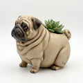 Cute Pug Dog Planter Figurine for Succulents or Small Plants, Realistic Wrinkled Pug Sculpture, Home Desk Decor Gift