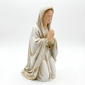 Kneeling Virgin Mary Nativity Figurine Hand Painted in Antique White and Gold for Christmas Creche Religious Decor Display
