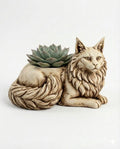 Maine Coon Cat Planter Sculpture for Succulents Decorative Animal Pot for Home Office Desk Shelf Rustic Cat Lover Gift