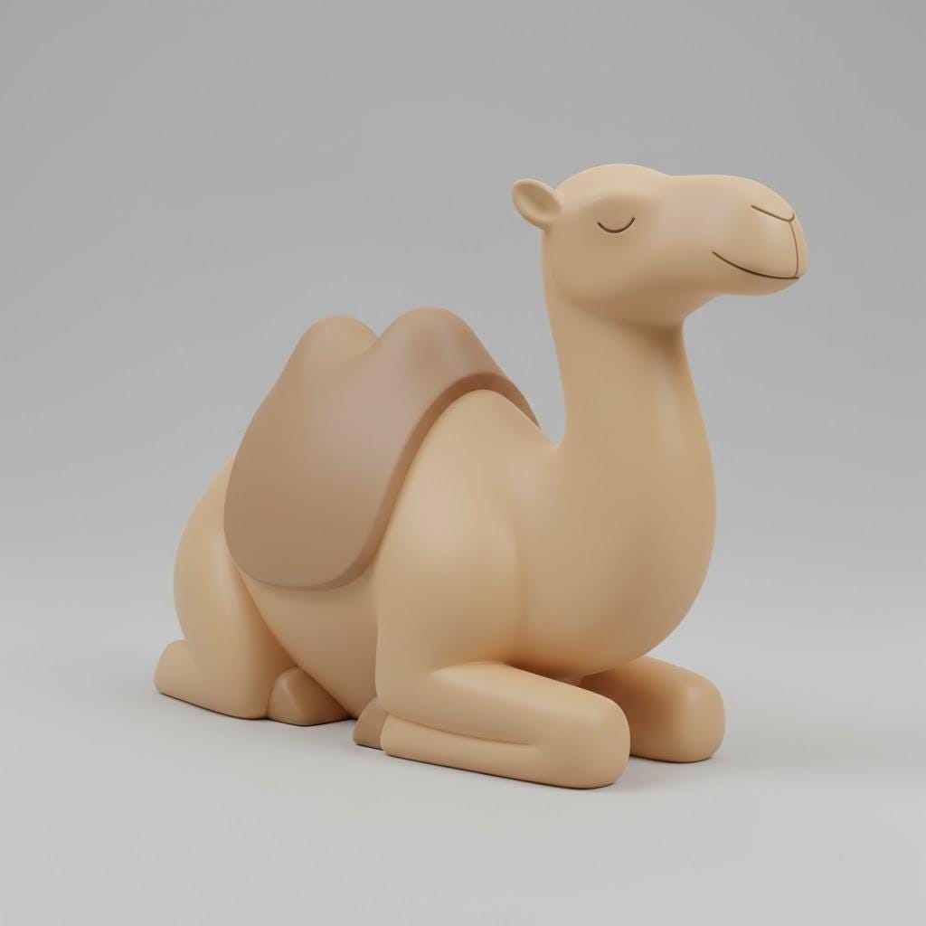 Pop Minimalist Nativity Camel Figurine Seated Modern Christmas Decor Matte Sand Tone 3D Printed PLA Holiday Display