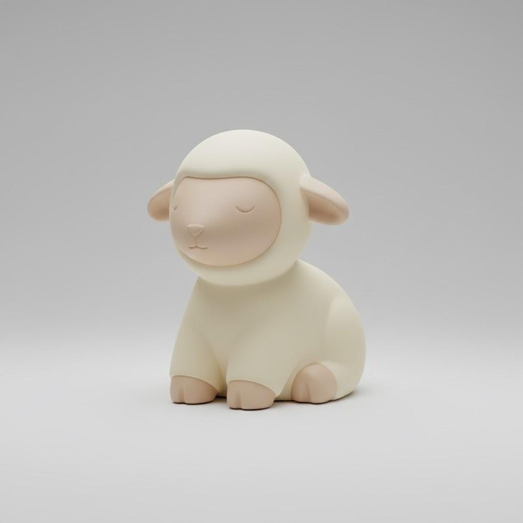 Pop Minimalist Nativity Sitting Lamb Figurine 3D Printed in PLA Soft Rounded Design Modern Christmas Decor Collectible