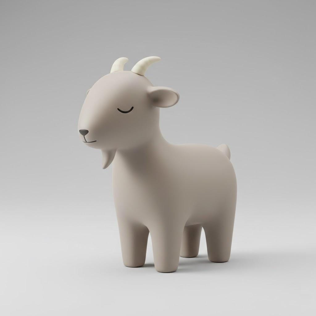 Pop Minimalist Goat Figurine Modern Farm Animal Decor Matte Neutral Tones Cute Standing Sculpture for Shelves Desks and Nurseries