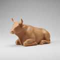 Nordic Scandinavian Nativity Ox Figurine Minimalist Lying Down 3D Printed Matte Light Brown Sand Tones Modern Decor Scandinavian StyleII
