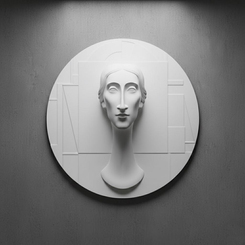 Modigliani Inspired Sculptural Relief - Painting to Sculpture Transition Wall Art in Matte Plaster Finish