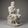 Renaissance Moses Sculpture - White Plaster Monumental Seated Prophet Statue - Matte Finish Classical Art Figure - Museum Style Decor