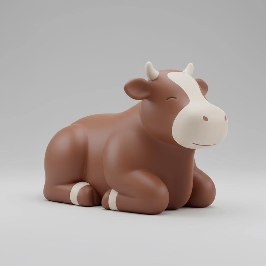 Pop Minimalist Nativity Cow Figurine 3D Printed in PLA Resting Farm Animal Modern Christmas Creche Decor Smooth Matte Finish