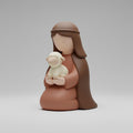 Pop Minimalist Nativity Shepherd Figurine Kneeling with Lamb 3D Printed Decor Modern Christmas Scene Matte Earth Tones