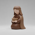 Pop Minimalist Nativity Shepherd Figurine Holding Basket 3D Printed Decor Matte Earth Tones Modern Christmas Crèche Scene