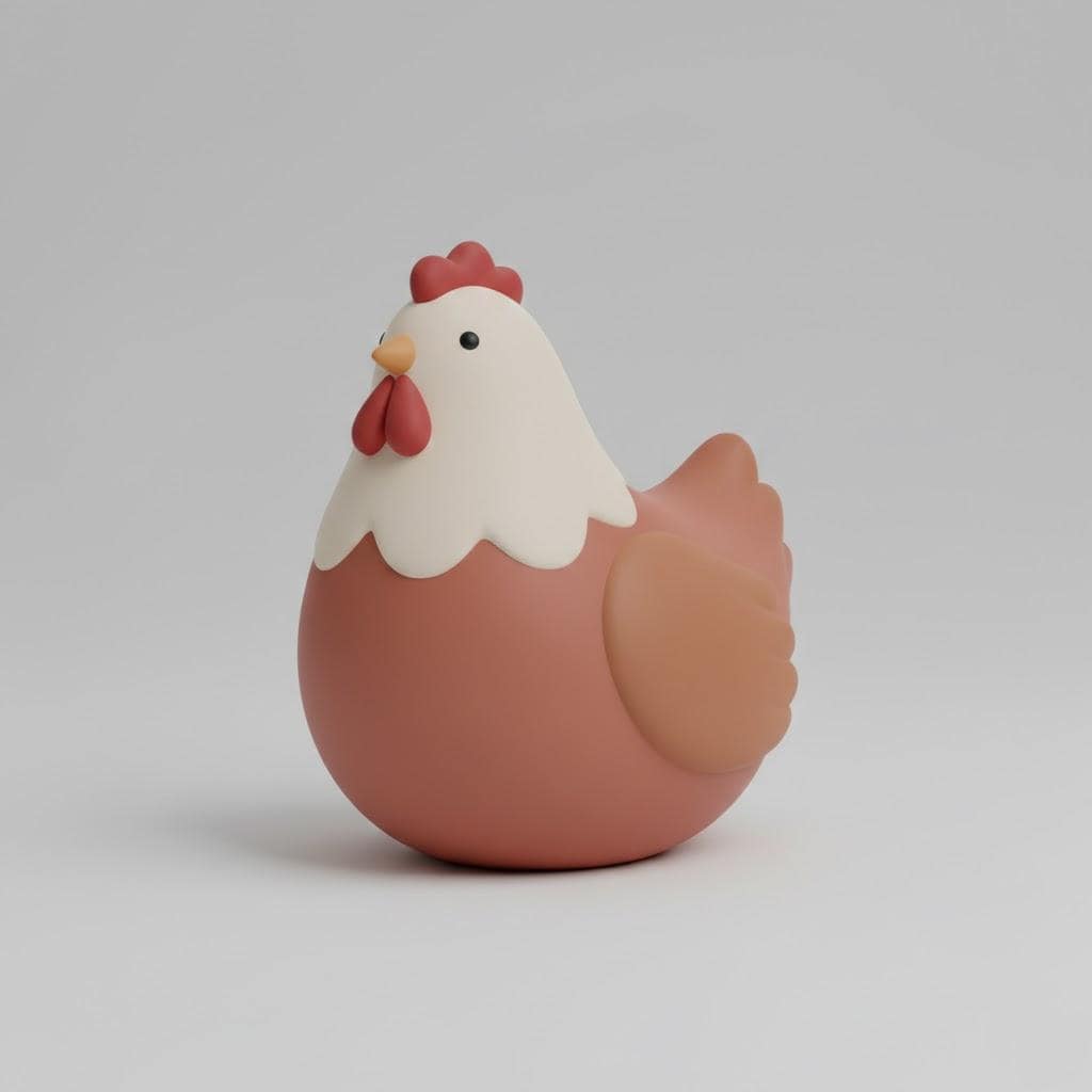 Pop Minimalist Hen Figurine 3D Printed Decorative Chicken Sculpture Matte Finish Modern Farm Decor Cute Animal Statue