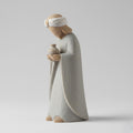 Nordic Scandinavian King Gaspar Nativity Figurine 3D Printed Minimalist Carved Style Matte Gray Sand Holiday Decor