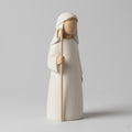Nordic Scandinavian Shepherd Nativity Figurine Minimalist 3D Printed Standing Shepherd with Staff Matte Wood Style Decor