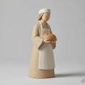 Nordic Scandinavian Nativity Baker Figurine Holding Bread Minimalist 3D Printed Decor Matte Sand Off White Modern Christmas Art