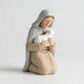 Nordic Scandinavian Nativity Shepherd Figurine Kneeling with Lamb Minimalist Matte Finish 3D Printed Decor Gift