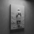 Caspar David Friedrich Wanderer Sculpture Relief - Painting to Sculpture Wall Art - Monochrome Plaster Wall Object - ART MADE OBJECT