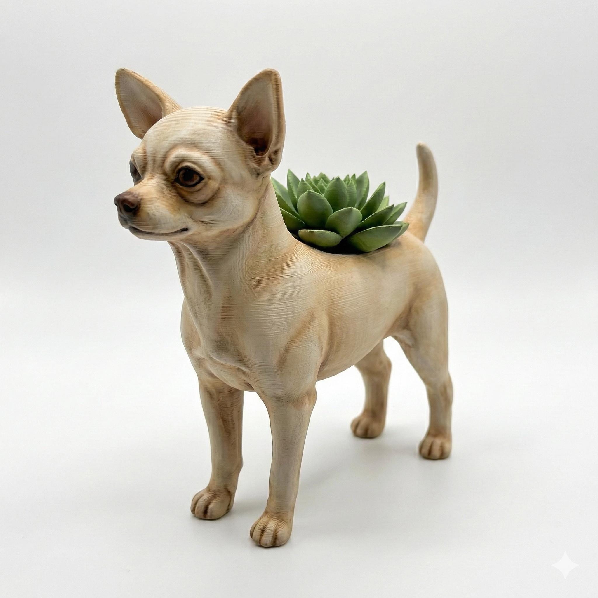 Chihuahua Dog Planter and Border Collie Dog Planter Figurine Indoor Decorative Flower Pot Hand Painted 3D Printed PLA