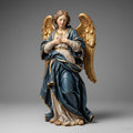 Italian Baroque Nativity Angel Figurine Standing Contemplative Pose Draped Garments Feathered Wings Religious Decor Sculpture Display