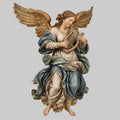 Italian Baroque Angel Figurine Nativity Harp Sculpture Religious Collector Decor Detailed Wings Drapery Classical Sacred Display Piece