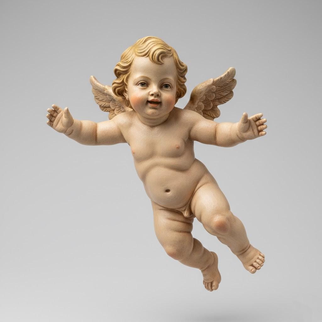Baroque Cherub Figurine Floating Angel Sculpture Child Putto Nativity Companion Decorative Collectible Religious Display Art Piece