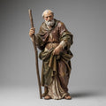 Italian Baroque Shepherd Figurine Elderly Standing Nativity Sculpture Detailed Drapery Religious Display Collectible Decor Statue