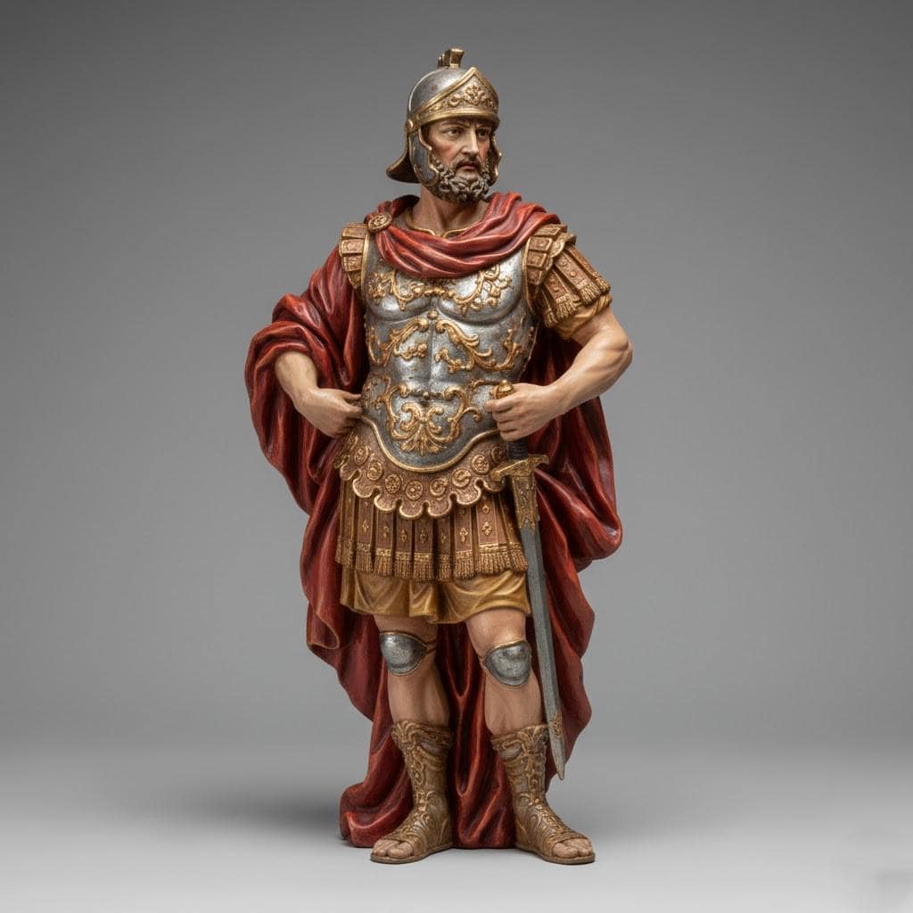 Italian Baroque Roman Centurion Figurine Standing Armored Classical Military Sculpture Nativity Collector Display Decor Figure Art Home