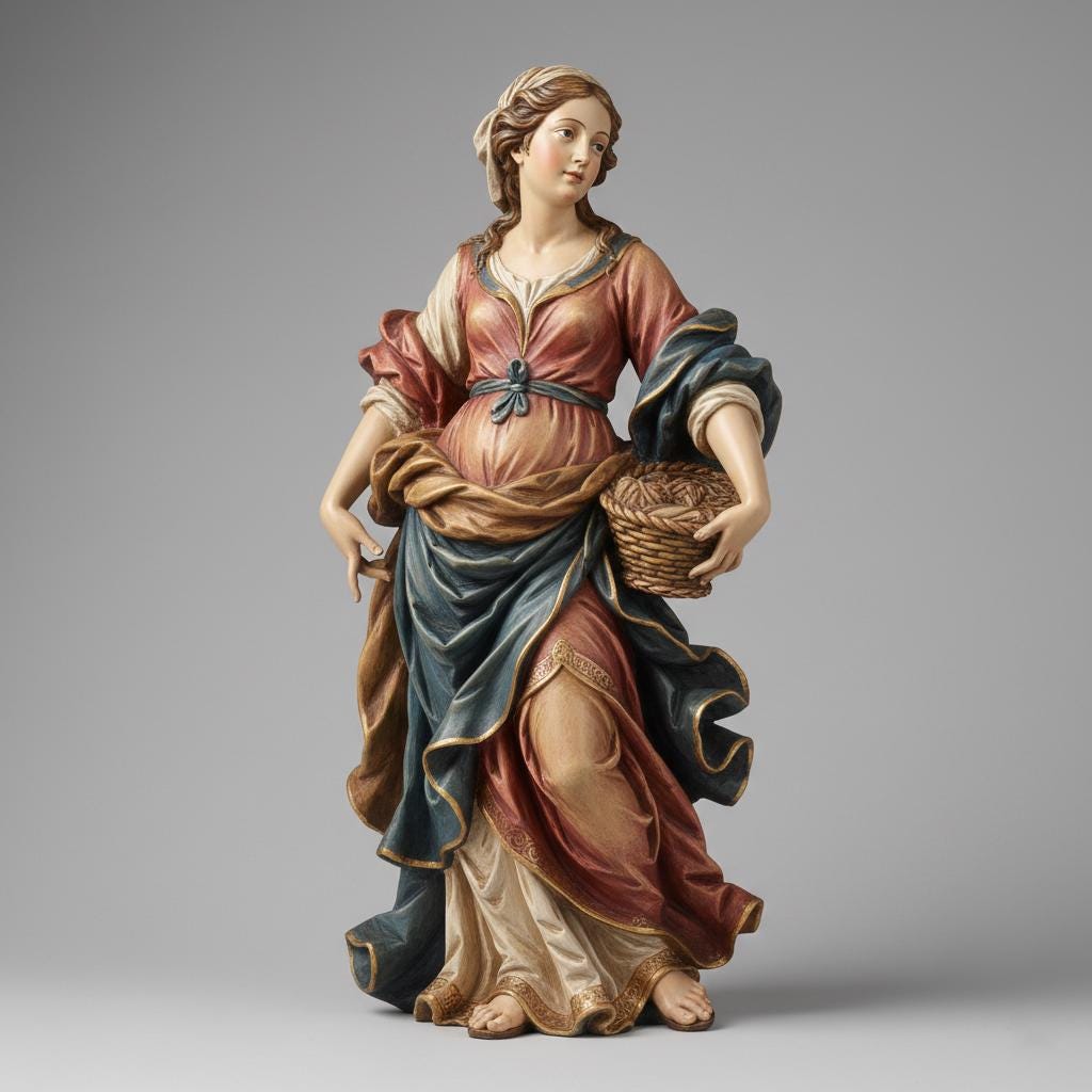Baroque Shepherdess Nativity Figurine Standing Female Sculpture Religious Collector Decor 3D Printed Show Statue Figure Piece Model