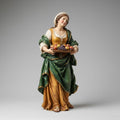 Italian Baroque Village Woman Figurine Carrying Fruit Tray Standing Draped Garments Religious Nativity Scene Collector Sculpture Decor