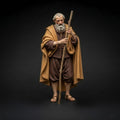 Baroque Neapolitan Elderly Shepherd Figurine Standing with Staff Nativity Collector Sculpture Highly Detailed Religious Display Art Piece