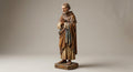 Polychrome Religious Figurine Praying Man Standing Devotional Sculpture Humble Prayer Figure Museum Style Spiritual Christian Decor Statue
