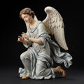 Neapolitan Baroque Angel Figurine Kneeling Annunciation Gesture Ivory Wings Nativity Scene Collector Sculpture Religious Decor