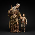 Neapolitan Baroque Blind Man with Young Guide Boy Figurines Sacred Companion Scene High Detail Collector Scale Nativity Figurine Set