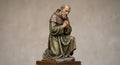 Italian devotional kneeling praying man figurine sacred religious sculpture classical polychrome collector display spiritual decor statue