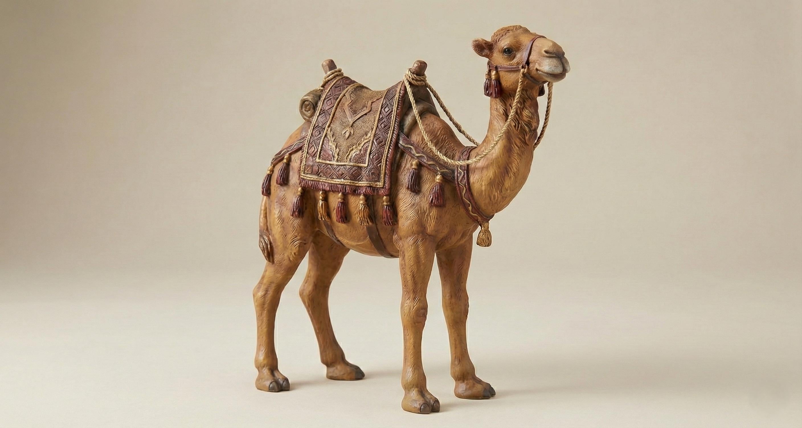 Olot Style Camel Nativity Figurine Hand Painted Polychrome FDM Printed Christmas Manger Animal Collectible Sculpture Tabletop Decor Gift Art