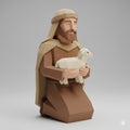Shepherd with Lamb Low Poly Nativity Figurine 3D Printed Hand Painted Christmas Decor Collectible Sculpture Custom Sizes Made to Order