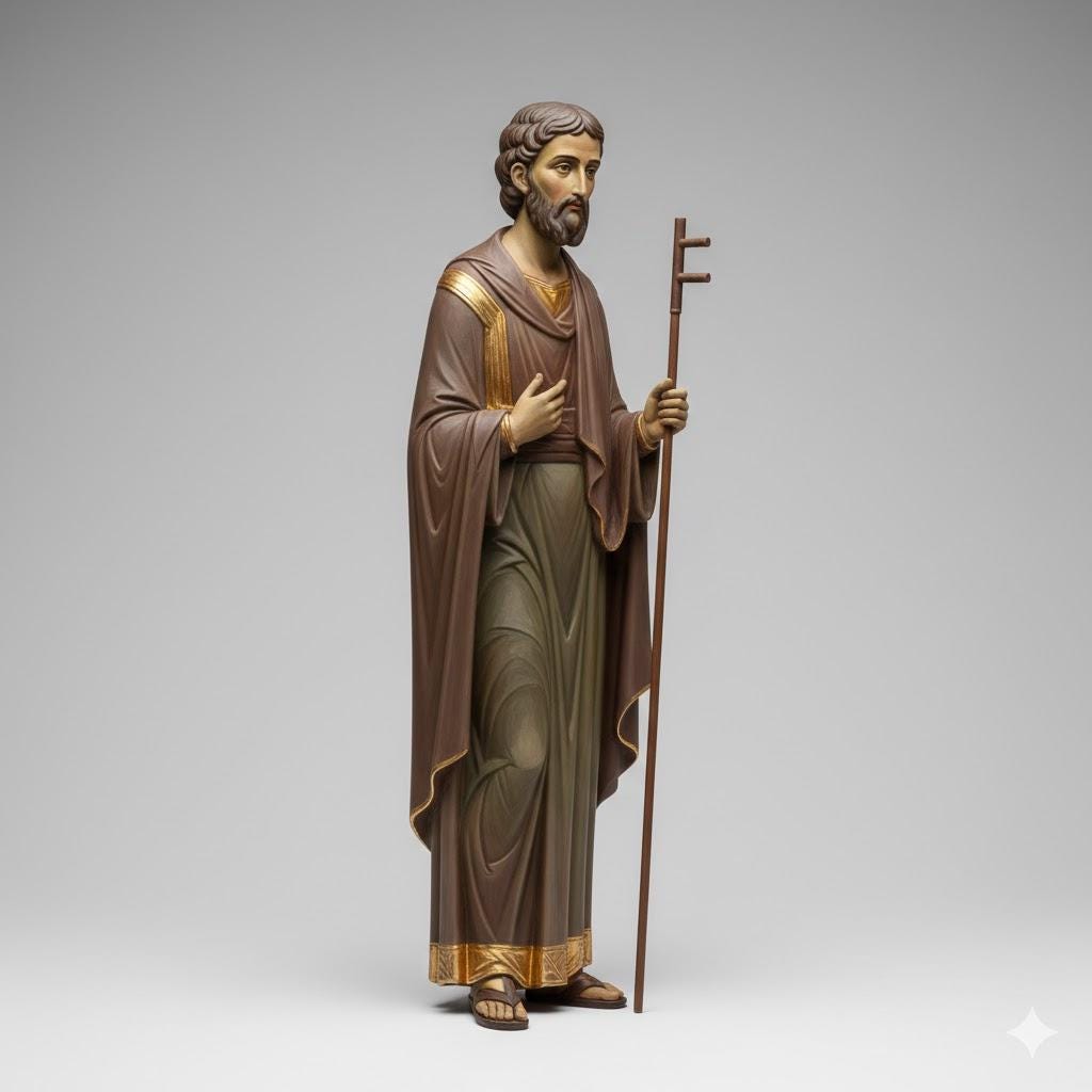 Saint Joseph Standing Iconographic Nativity Figurine 3D Printed Hand Painted Christmas Decor Collectible Religious Gift