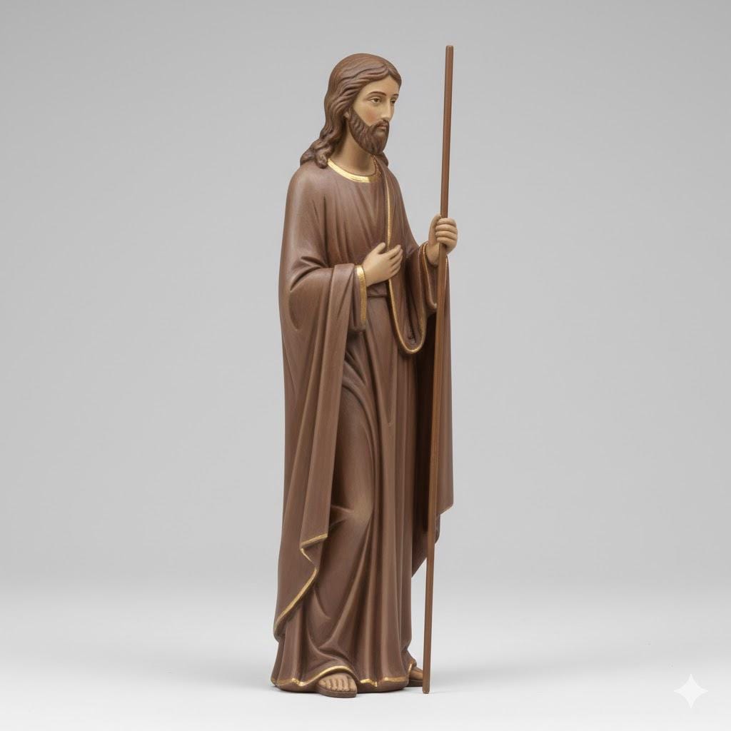 Nativity Shepherd Standing Staff Iconographic Figurine 3D Printed Hand Painted Christmas Decor Collectible Religious Gift