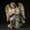 Kneeling Angel Figurine Hand Painted Polychrome Veiled Devotional Religious Sculpture 3D Printed FDM Catholic Gift Custom Made to Order