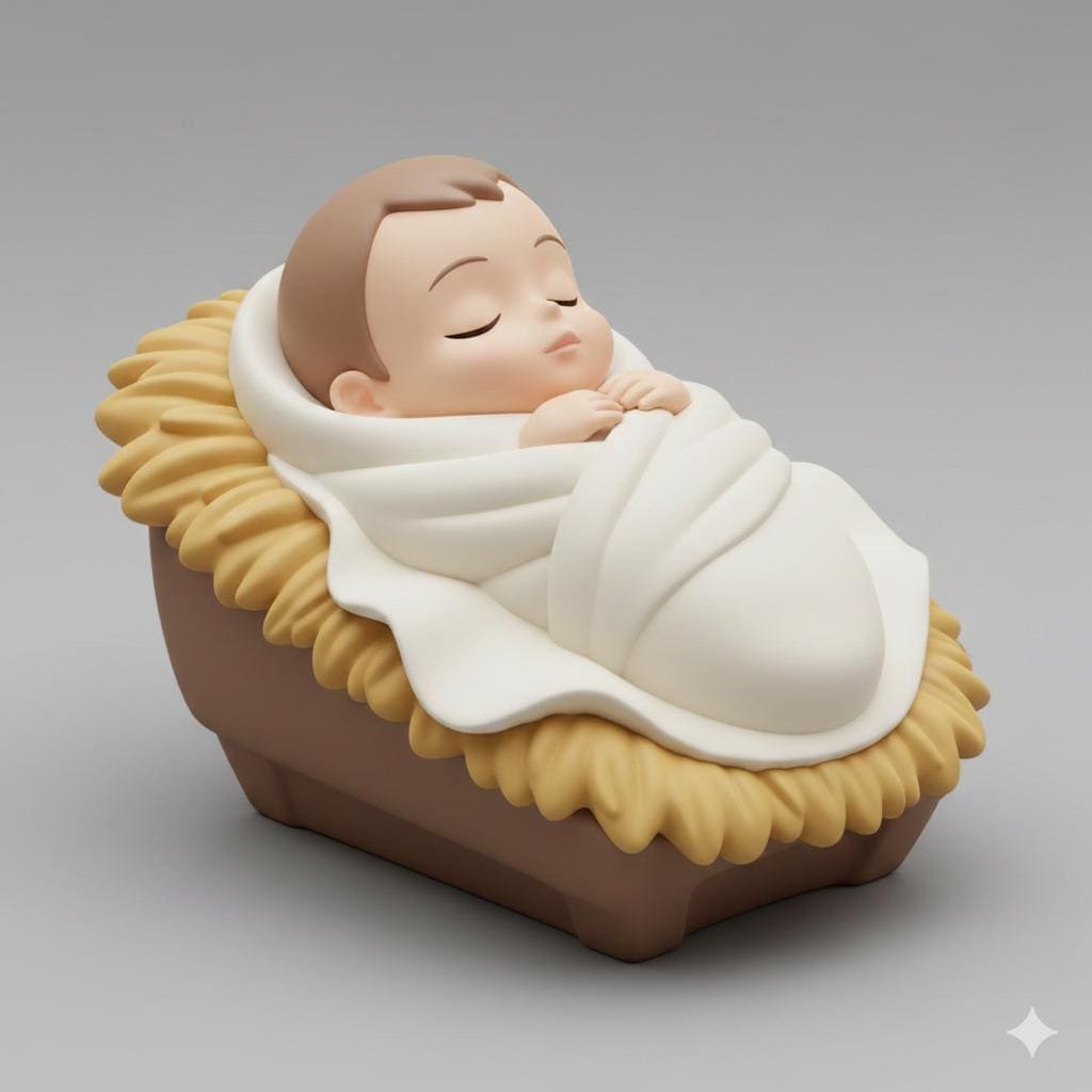 Anime Style Baby Jesus Manger Figurine Hand Painted Nativity Collectible Sculpture 3D Printed FDM Christmas Decor Manga Nativity Gift