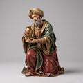 Italian Baroque King Melchior Kneeling Nativity Figurine with Chalice Religious Christmas Display Sculpture Collector Decor