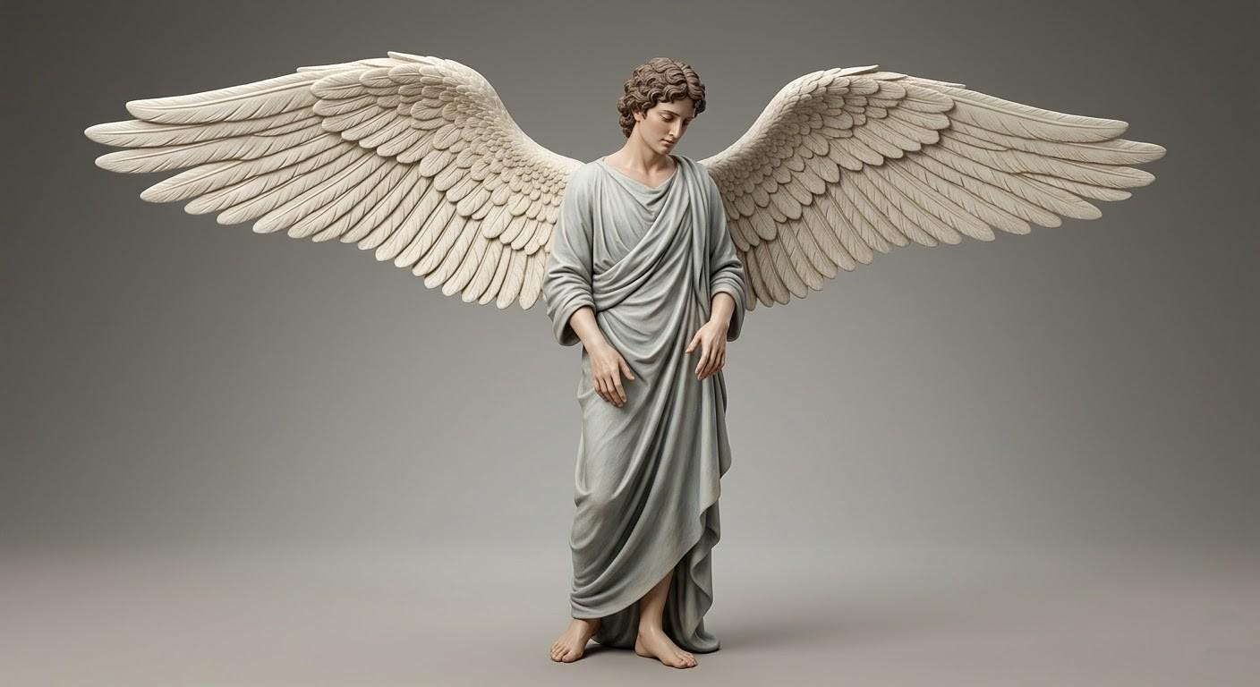 Standing Angel Figurine Hand Painted Polychrome Large Spread Wings Religious Collectible 3D Printed FDM Catholic Custom Sizes Made to Order