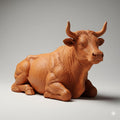 Ox Reclining Nativity Figurine Terracotta Style Sculpture 3D Printed Christmas Decor Religious Collectible Custom Sizes Made to Order