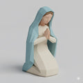 Virgin Mary Kneeling Low Poly Nativity Figurine 3D Printed Hand Painted Christmas Decor Collectible Religious Sculpture Made to Order