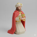 Wise Man Kneeling Low Poly Nativity Figurine 3D Printed Hand Painted Three Kings Christmas Decor Collectible Sculpture Made to Order