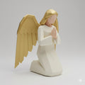 Angel Kneeling Praying Low Poly Nativity Figurine 3D Printed Hand Painted Gold Wings Christmas Decor Collectible Sculpture Made to Order