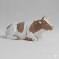 Nativity Cow Low Poly Figurine 3D Printed Hand Painted Christmas Decor Collectible Nativity Animal Sculpture Custom Sizes Made to Order