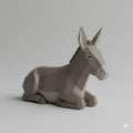 Nativity Donkey Low Poly Figurine 3D Printed Hand Painted Christmas Decor Collectible Nativity Animal Sculpture Custom Sizes Made to Order